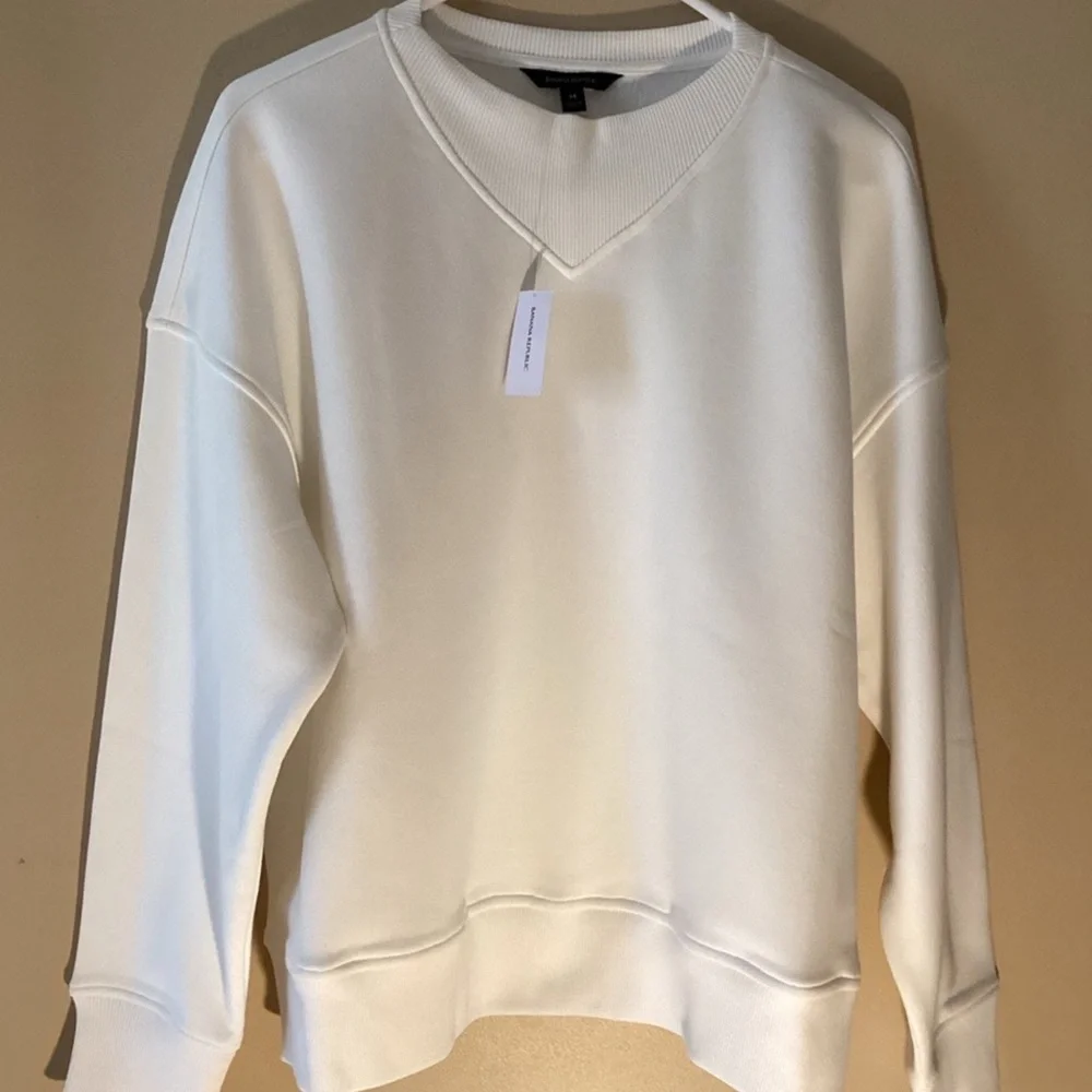 BANANA REPUBLIC FLEECE - DOLMAN DROP SHOULDER W RIB NECK DETAIL MID WEIGHT MED